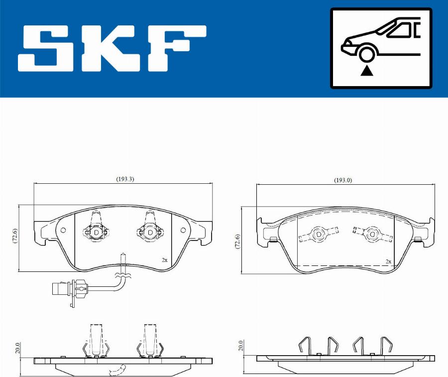 SKF VKBP 81045 E - Brake Pad Set, disc brake autospares.lv