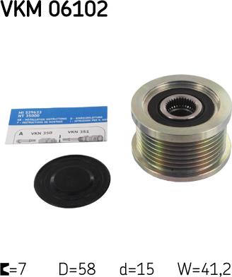 SKF VKM 06102 - Pulley, alternator, freewheel clutch autospares.lv