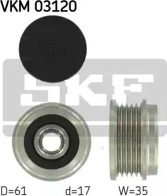 SKF VKM 03120 - Pulley, alternator, freewheel clutch autospares.lv