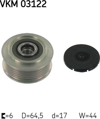 SKF VKM 03122 - Pulley, alternator, freewheel clutch autospares.lv