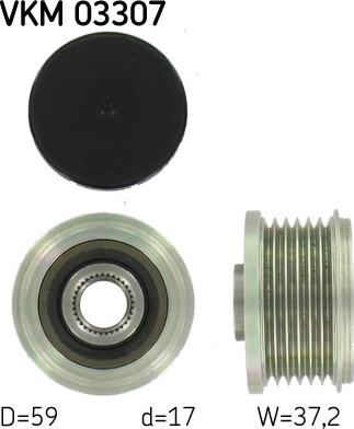 SKF VKM 03307 - Pulley, alternator, freewheel clutch autospares.lv