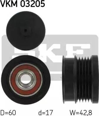 SKF VKM 03205 - Pulley, alternator, freewheel clutch autospares.lv