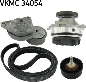SKF VKMC 34054 - Water Pump + V-Ribbed Belt Set autospares.lv