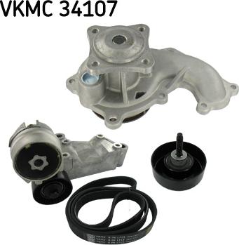 SKF VKMC 34107 - Water Pump + V-Ribbed Belt Set autospares.lv