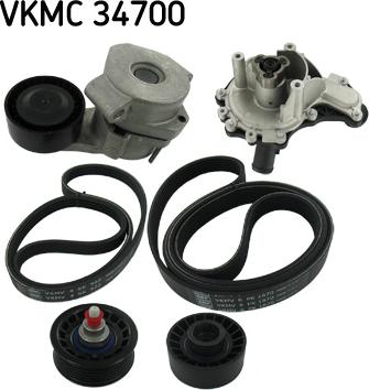 SKF VKMC 34700 - Water Pump + V-Ribbed Belt Set autospares.lv