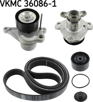 SKF VKMC 36086-1 - Water Pump + V-Ribbed Belt Set autospares.lv