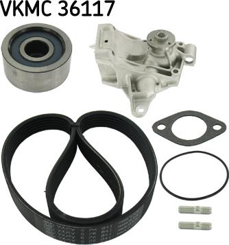 SKF VKMC 36117 - Water Pump + V-Ribbed Belt Set autospares.lv
