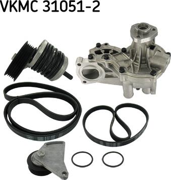 SKF VKMC 31051-2 - Water Pump + V-Ribbed Belt Set autospares.lv