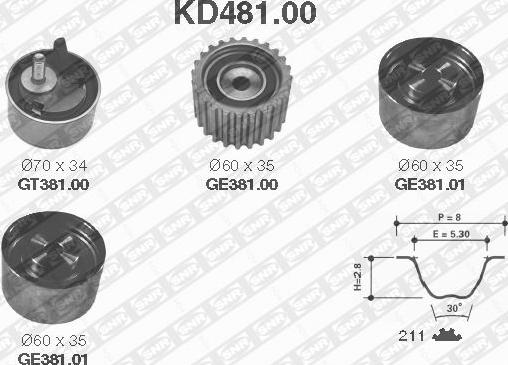 SNR KD481.00 - Timing Belt Set autospares.lv