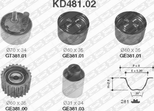 SNR KD481.02 - Timing Belt Set autospares.lv