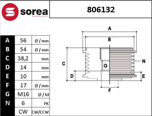 SNRA 806132 - Pulley, alternator, freewheel clutch autospares.lv