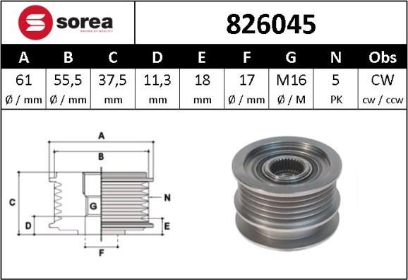 SNRA 826045 - Pulley, alternator, freewheel clutch autospares.lv