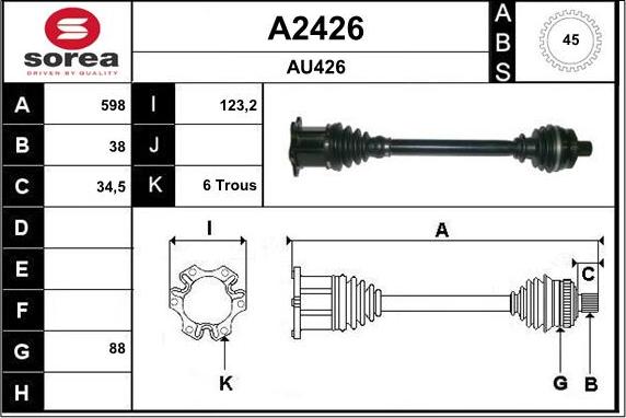 SNRA A2426 - Drive Shaft autospares.lv