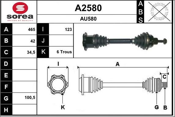 SNRA A2580 - Drive Shaft autospares.lv