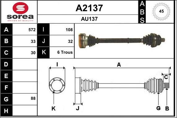 SNRA A2137 - Drive Shaft autospares.lv