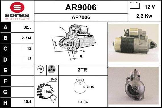 SNRA AR9006 - Starter autospares.lv