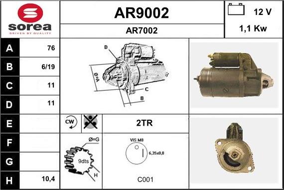 SNRA AR9002 - Starter autospares.lv