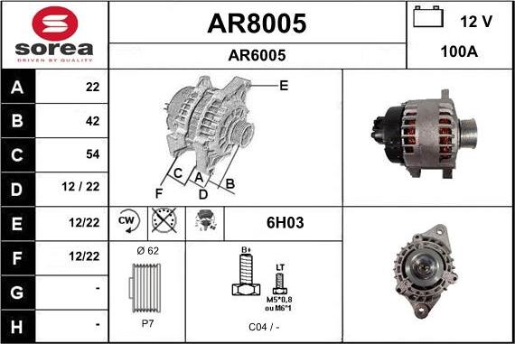 SNRA AR8005 - Alternator autospares.lv