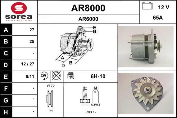 SNRA AR8000 - Alternator autospares.lv