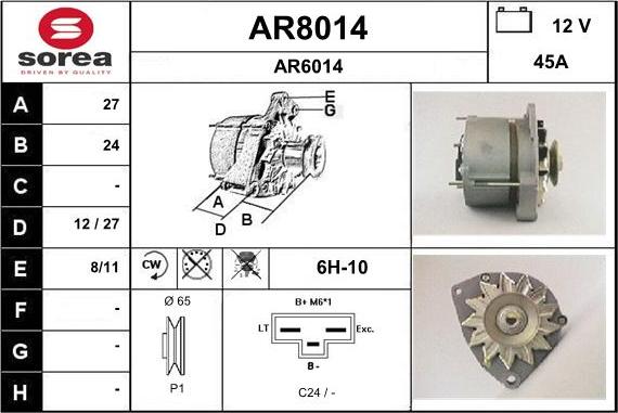 SNRA AR8014 - Alternator autospares.lv