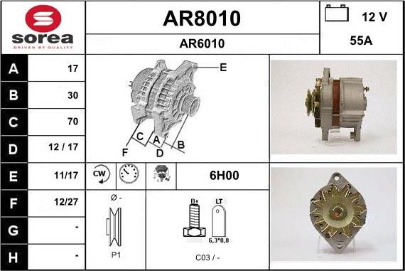 SNRA AR8010 - Alternator autospares.lv