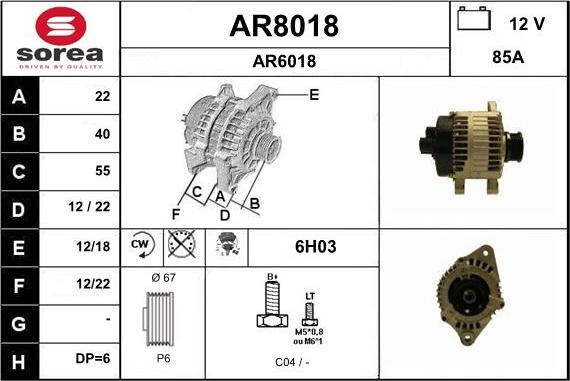 SNRA AR8018 - Alternator autospares.lv