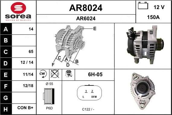 SNRA AR8024 - Alternator autospares.lv