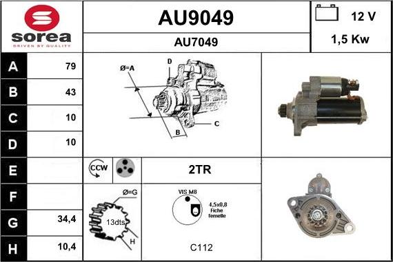 SNRA AU9049 - Starter autospares.lv