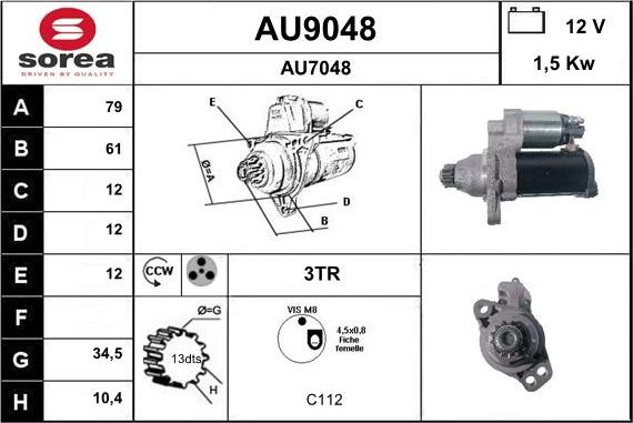 SNRA AU9048 - Starter autospares.lv