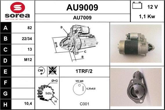 SNRA AU9009 - Starter autospares.lv