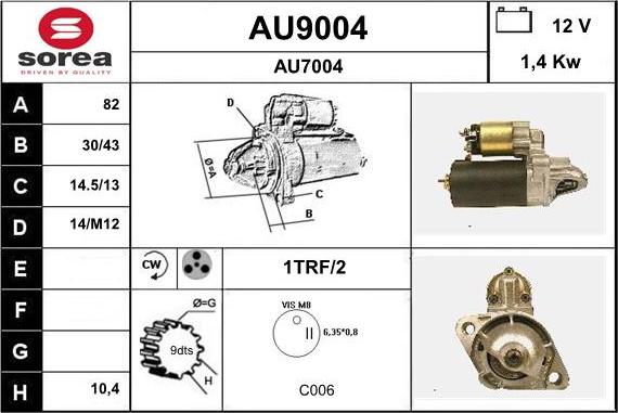 SNRA AU9004 - Starter autospares.lv