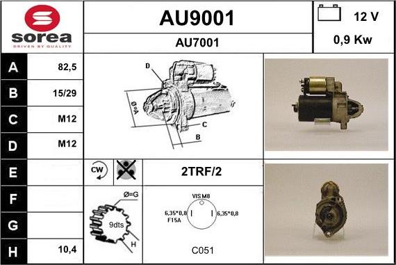 SNRA AU9001 - Starter autospares.lv