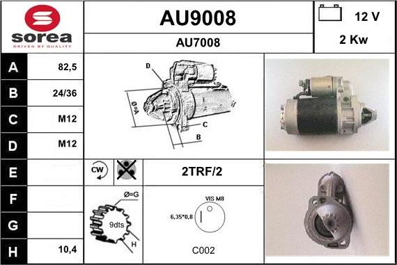 SNRA AU9008 - Starter autospares.lv