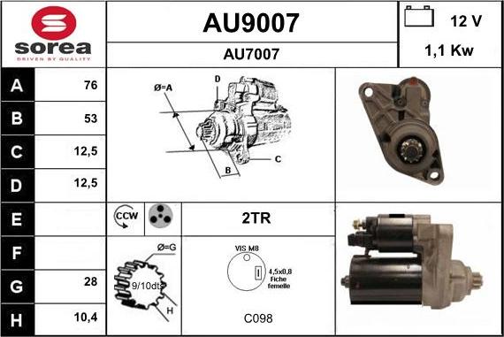 SNRA AU9007 - Starter autospares.lv