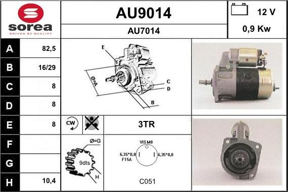 SNRA AU9014 - Starter autospares.lv