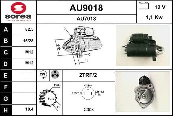 SNRA AU9018 - Starter autospares.lv