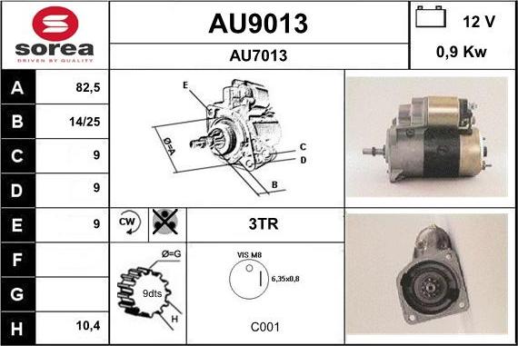 SNRA AU9013 - Starter autospares.lv