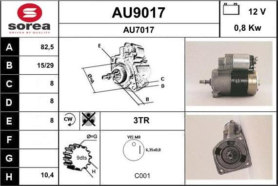 SNRA AU9017 - Starter autospares.lv