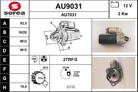 SNRA AU9031 - Starter autospares.lv