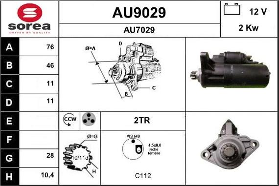 SNRA AU9029 - Starter autospares.lv