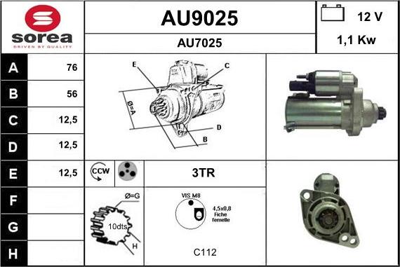 SNRA AU9025 - Starter autospares.lv