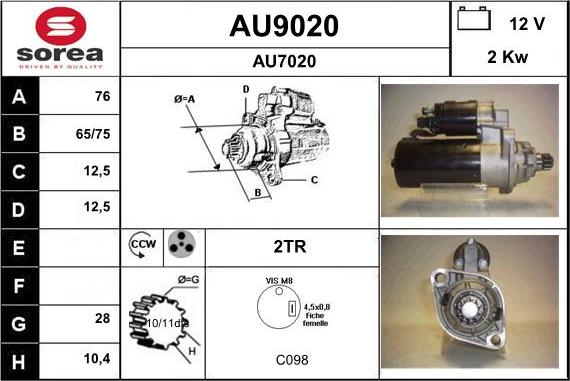 SNRA AU9020 - Starter autospares.lv