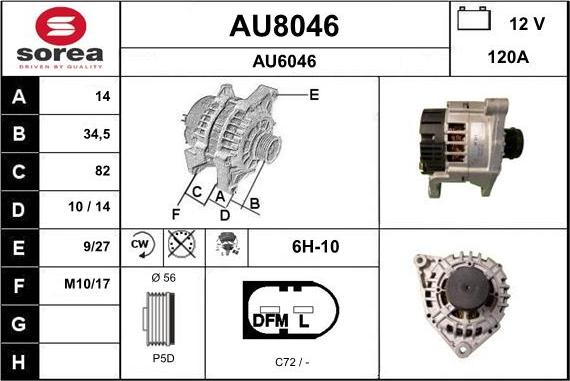 SNRA AU8046 - Alternator autospares.lv