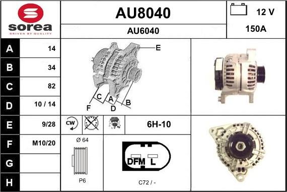 SNRA AU8040 - Alternator autospares.lv