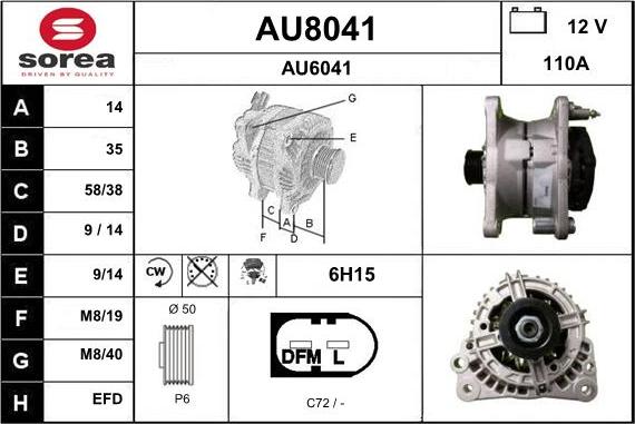 SNRA AU8041 - Alternator autospares.lv