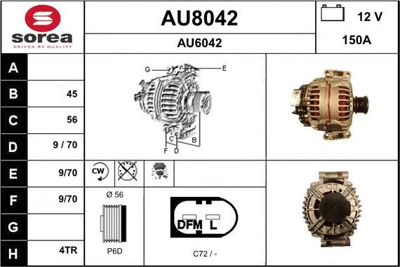 SNRA AU8042 - Alternator autospares.lv