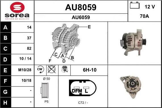 SNRA AU8059 - Alternator autospares.lv