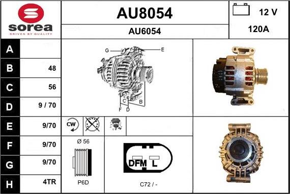 SNRA AU8054 - Alternator autospares.lv
