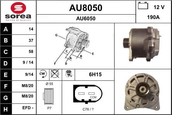 SNRA AU8050 - Alternator autospares.lv