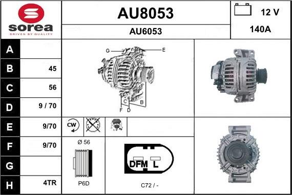 SNRA AU8053 - Alternator autospares.lv